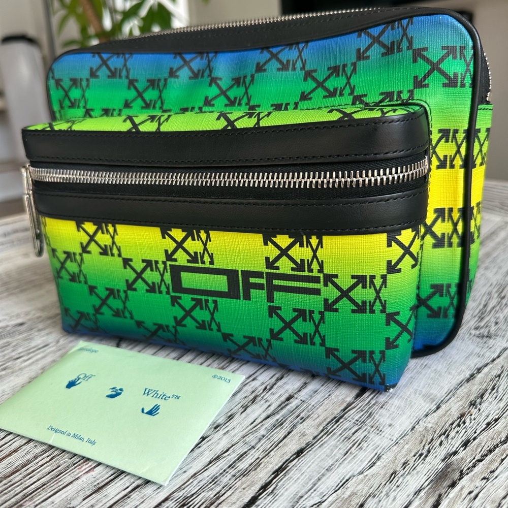 Off-White Green and Blue Toiletry Bag - Picture 2 of 5